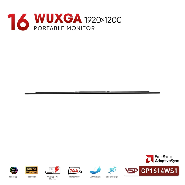  Màn hình di động VSP GP1614WS1 | 16 inch, WUXGA, 144Hz, IPS, USB C, Mini HDMI, Tích hợp loa 
