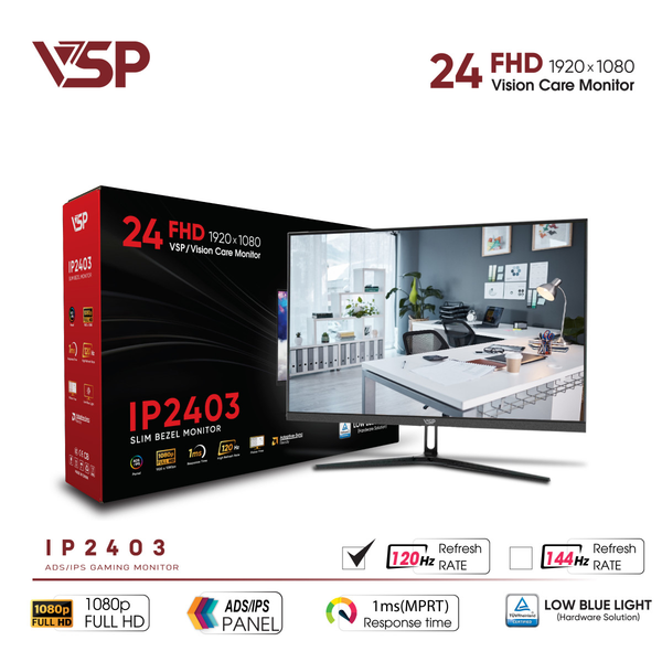  Màn hình Văn phòng VSP IP2403 | 24 inch, FHD, 120Hz, IPS 