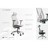  Ghế công thái học Epione ElysChair Cool Gray | Lưng lưới, Kèm tựa đầu, Xám 