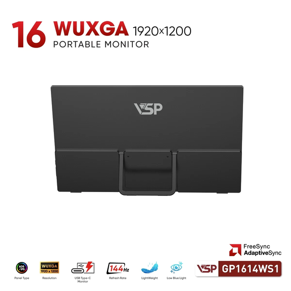  Màn hình di động VSP GP1614WS1 | 16 inch, WUXGA, 144Hz, IPS, USB C, Mini HDMI, Tích hợp loa 