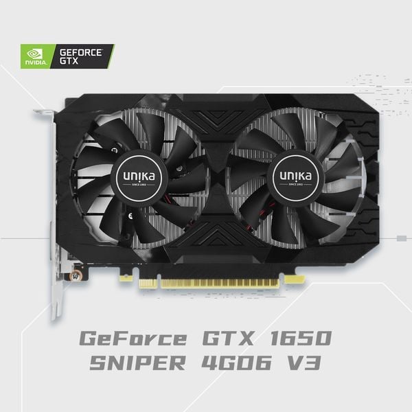  Card màn hình NVIDIA GeForce GTX 1650 Unika Super Sniper V2 | 4GB GDDR6, 896 CUDA, 300W 