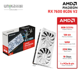  Card màn hình (AMD) UNIKA Blizzards White RX 7600 8GD6 V2 | 8GB GDDR6, 128-bit, 3 Fan, Trắng 