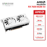  Card màn hình (AMD) UNIKA Blizzards White RX 7600 8GD6 V2 | 8GB GDDR6, 128-bit, 3 Fan, Trắng 