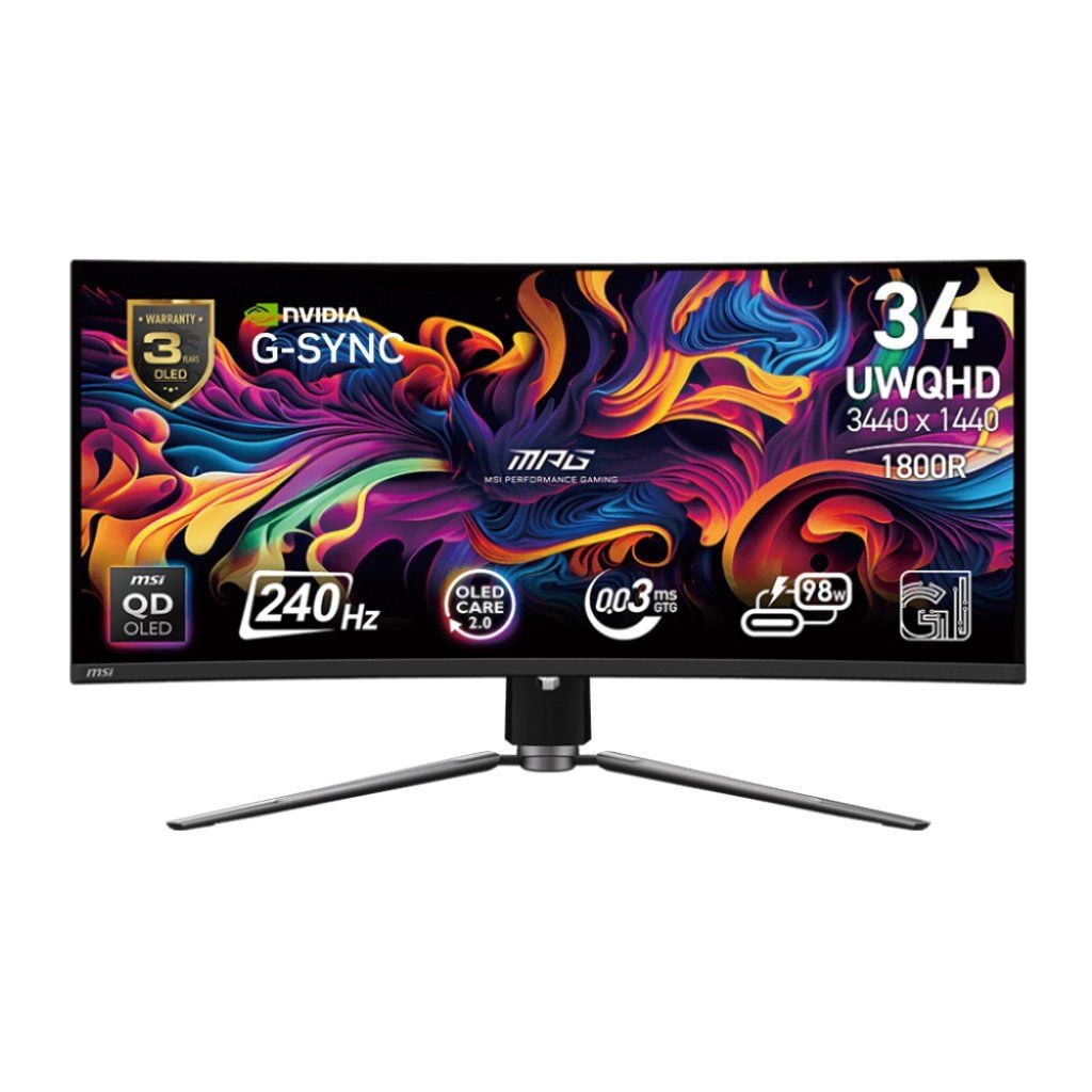 Màn hình MSI MPG 341CQPX QD-OLED | 34 inch, UWQHD, QD-OLED, 240Hz, 0.03ms, USB-C, Cong