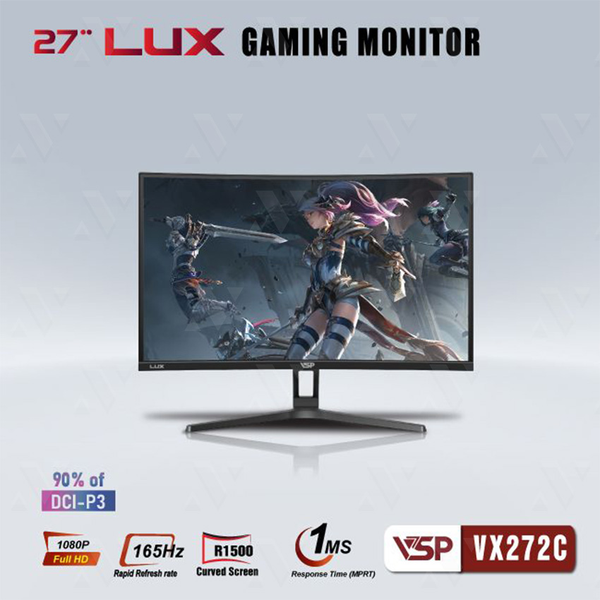  Màn hình Gaming VSP VX272C | 27 inch, FHD, Cong, 165Hz, 1ms, VA 