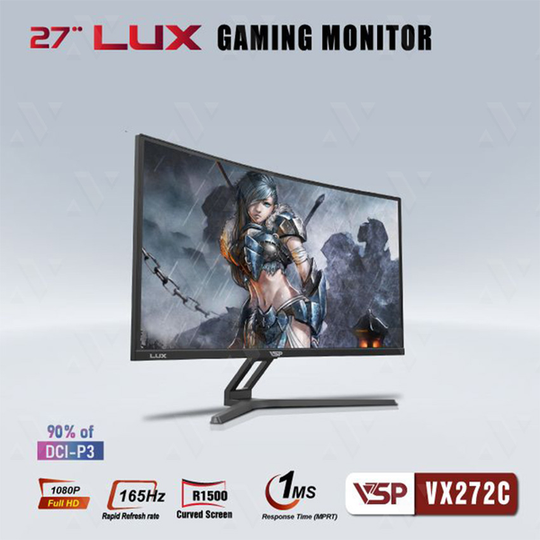  Màn hình Gaming VSP VX272C | 27 inch, FHD, Cong, 165Hz, 1ms, VA 