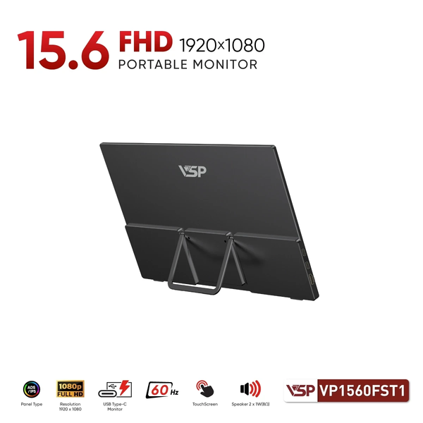  Màn hình di động cảm ứng VSP VP1560FST1 | 16 inch, Full HD, 60Hz, IPS, Cảm ứng, USB C, Mini HDMI, Tích hợp loa 