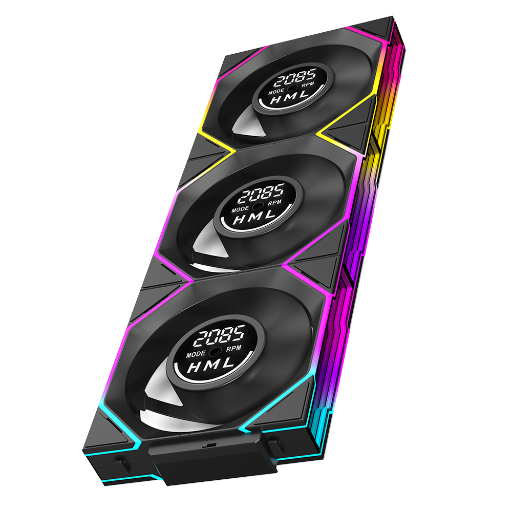 Fan case Leopard Interstellar V4 | Kit 3 fan Gió thuận, ghép nối không dây Digital, Đen