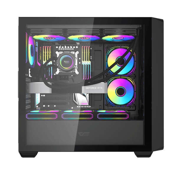  Thùng máy Case Darkflash DS900WD ATX - Đen (Mặt gỗ) 