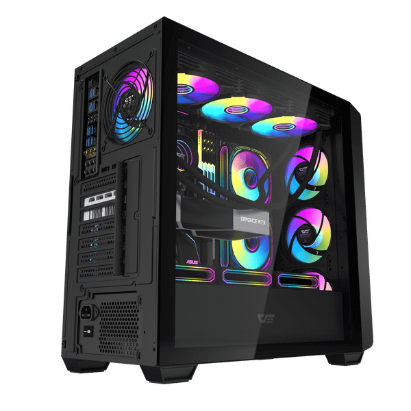  Thùng máy Case Darkflash DS900WD ATX - Đen (Mặt gỗ) 