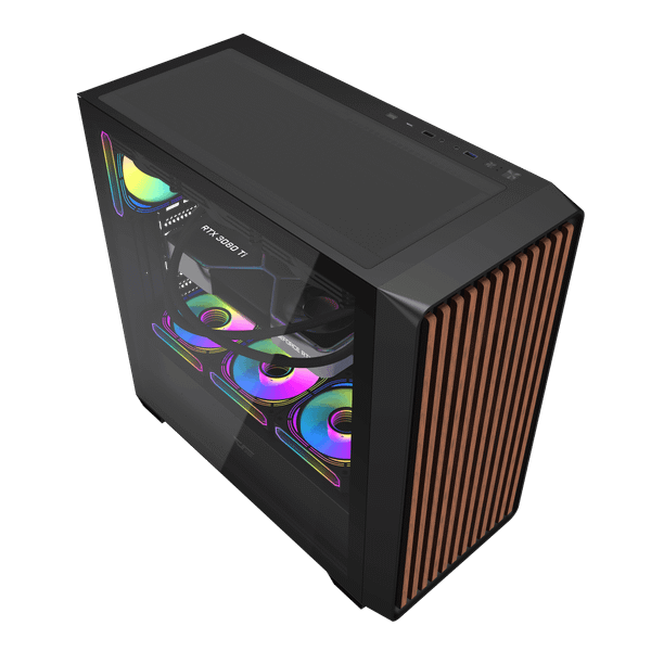  Thùng máy Case Darkflash DS900WD ATX - Đen (Mặt gỗ) 