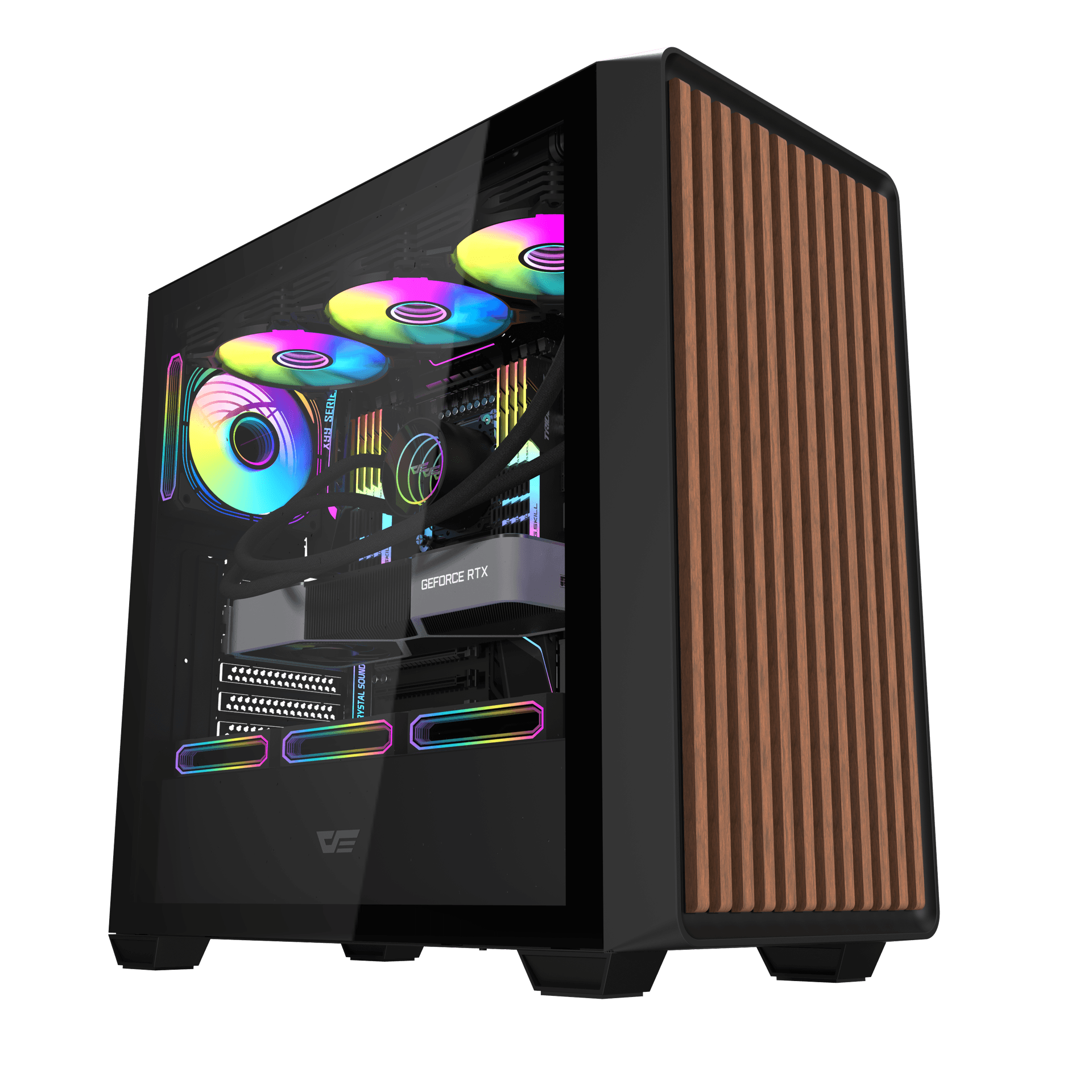 Thùng máy Case Darkflash DS900WD ATX - Đen (Mặt gỗ)