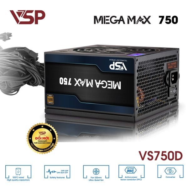  Nguồn máy tính VSP VS750D 750W | Non Modular, ATX 