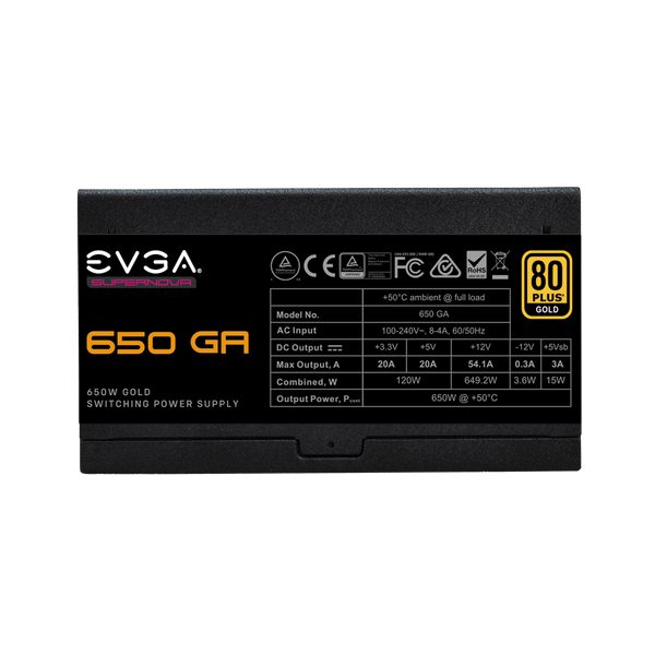  Nguồn máy tính Evga Supernova 650W Ga 80 Plus Gold | F-Module, Đen 
