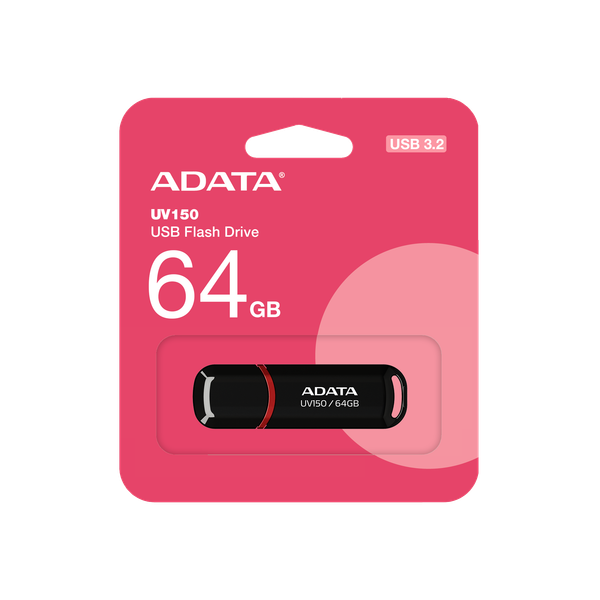  USB Adata 64GB | USB 3.2 Gen1, Plastic, R100, Đen (AUV150-64G-RBK) 
