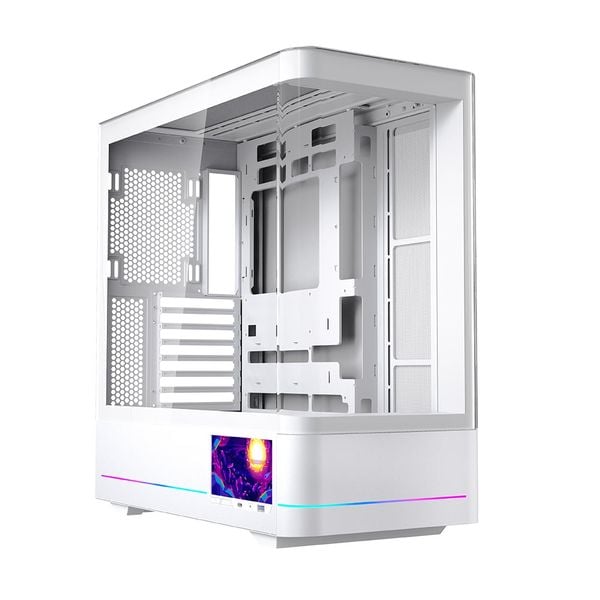  Thùng máy Case Leopard AC-02 | Trắng, kính cong, LCD 