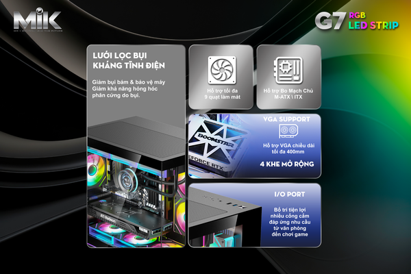  Thùng máy MIK G7 Led Strip (M-ATX) 