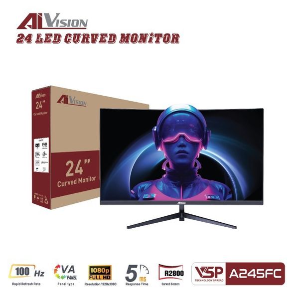  Màn hình Văn phòng Aivision A245FC | 24 inch, FHD, 100Hz, VA 