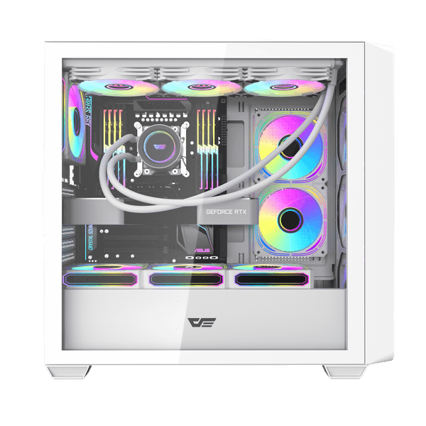  Thùng máy Case Darkflash DS900WD ATX - Trắng (Mặt gỗ) 