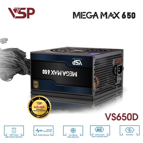  Nguồn máy tính VSP VS650D 650W | Non Modular, ATX 