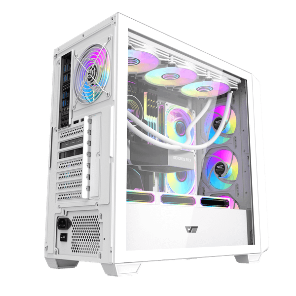  Thùng máy Case Darkflash DS900WD ATX - Trắng (Mặt gỗ) 