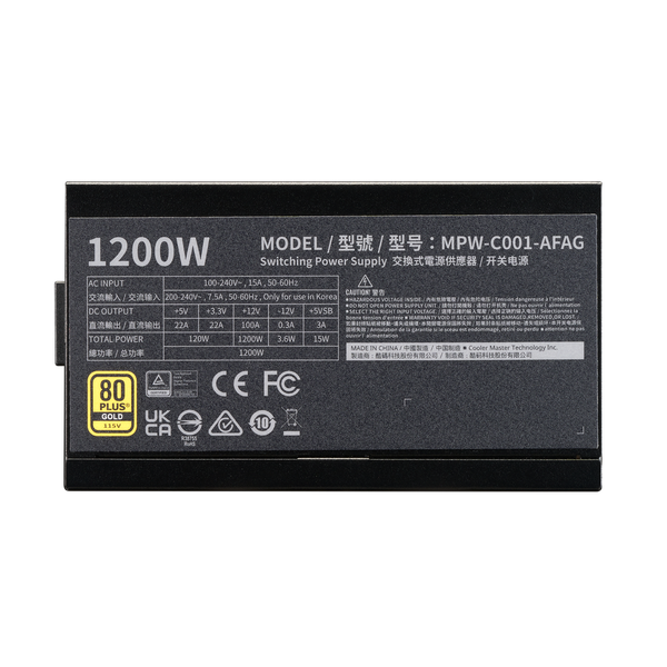  Nguồn máy tính COOLER MASTER Elite Gold 1200W 80 Plus Gold | Full Modular, ATX 