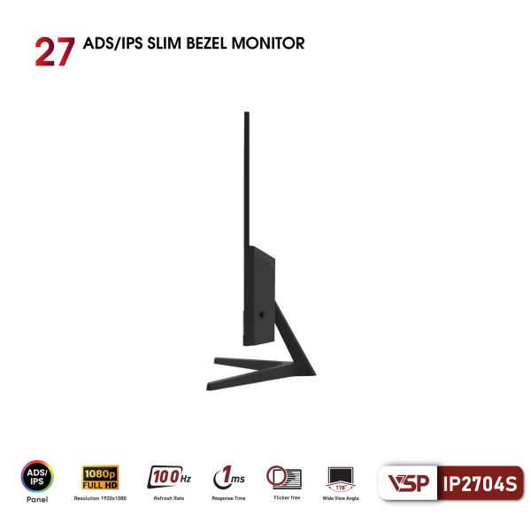  Màn hình VSP IP2704S | 27 inch, Full HD, IPS, 100Hz, 1ms, Đen 