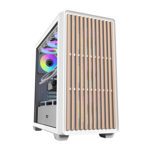  Thùng máy Case Darkflash DS900WD ATX - Trắng (Mặt gỗ) 