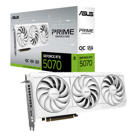 Card màn hình NVIDIA GeForce RTX 5070 ASUS Prime White OC | 12GB GDDR7, 6144 CUDA, 650W