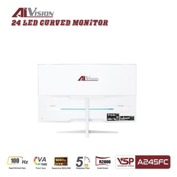  Màn hình Văn phòng Aivision A245FC White | 24 inch, FHD, 100Hz, VA 