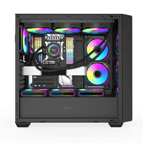  Thùng máy Case Darkflash DS900WD ATX - Đen (Mặt gỗ) 