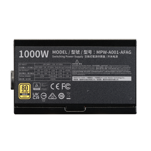  Nguồn máy tính COOLER MASTER Elite Gold 1000W 80 Plus Gold | Full Modular, ATX 