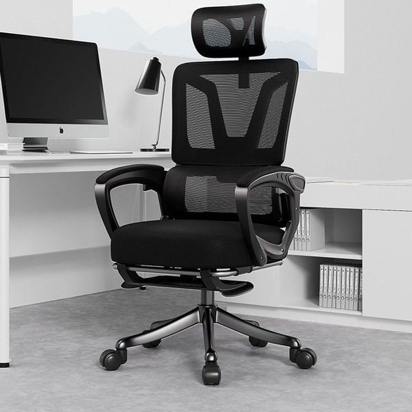  Ghế công thái học OEM 6 | Đen, 120kg, Chân xoay, Lưng lưới 