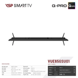  Smart Tivi VSP Q-PRO VUE65GSU01 | Google TV 65" 4K QLED, HDR10, Dolby, Loa Kép, Digital, Remote, Wifi, BT, HDMI, USB, RJ45 