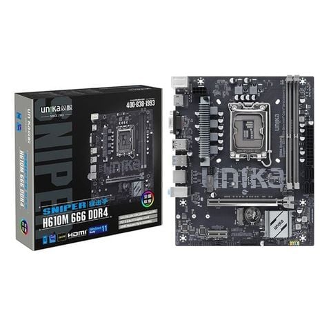 Mainboard Unika H610M.666 DDR4 | LGA 1700, mATX, 2 khe RAM
