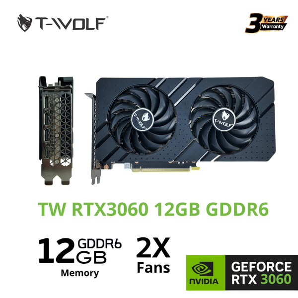  Card màn hình T-WOLF RTX 3060 12GB GDDR6 Dual | 192-bit, 3584 CUDA 