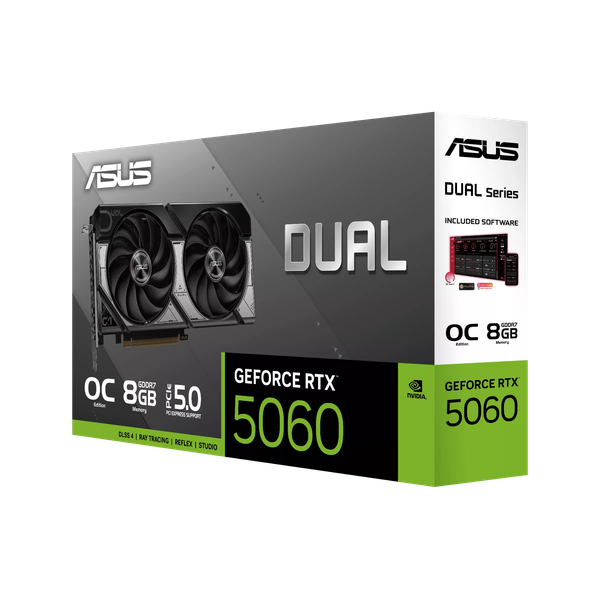  Card màn hình ASUS Dual GeForce RTX 5060 8GB GDDR7 OC Edition - A (DUAL-RTX5060-O8G-A) | 3840 CUDA, PCIe 5.0 