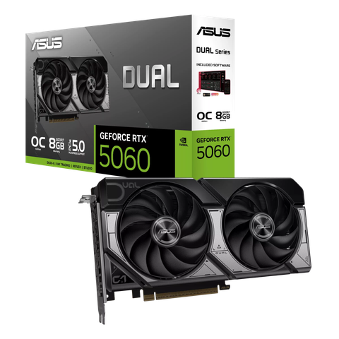 Card màn hình ASUS Dual GeForce RTX 5060 8GB GDDR7 OC Edition - A (DUAL-RTX5060-O8G-A) | 3840 CUDA, PCIe 5.0