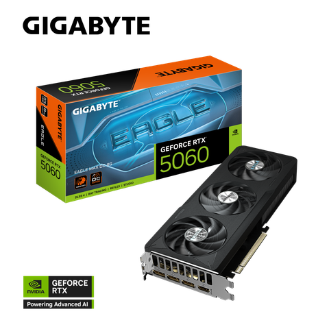 Card màn hình Gigabyte GeForce RTX 5060 EAGLE MAX OC 8G (GV-N5060EAGLEMAX OC-8GD) | 8GB GDDR7, 3840 CUDA, 550W