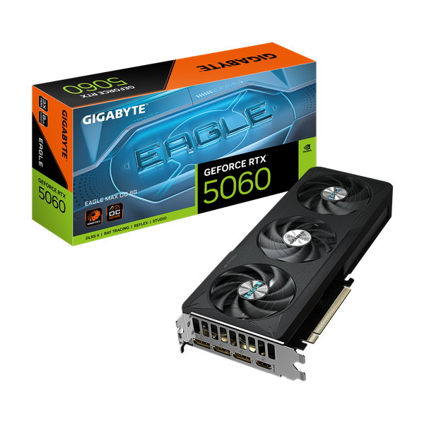  Card màn hình Gigabyte GeForce RTX 5060 EAGLE MAX OC 8G (GV-N5060EAGLEMAX OC-8GD) | 8GB GDDR7, 3840 CUDA, 550W 