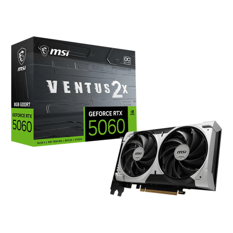 Card màn hình MSI GeForce RTX 5060 8G VENTUS 2X OC V1| 8GB GDDR7, 3840 CUDA Cores, PCIe Gen5