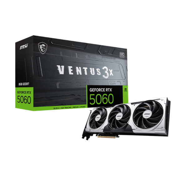  Card màn hình MSI GeForce RTX 5060 8G Ventus 3X V3C OC Edition | 8GB GDDR7, 3840 CUDA, PCIe Gen5 
