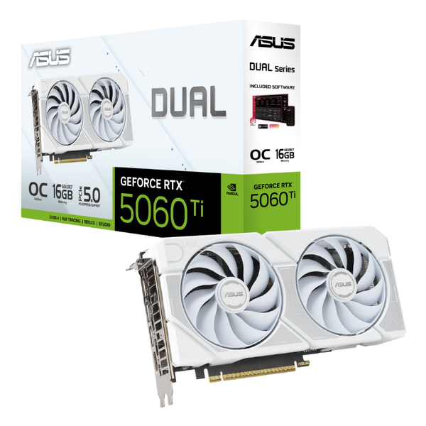  Card màn hình Asus Dual GeForce RTX 5060 Ti OC White (DUAL-RTX5060TI-O16G-WH) | 16GB GDDR7, 4608 CUDA, PCIe 5.0 