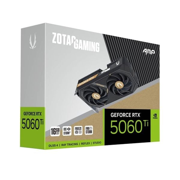  Card màn hình ZOTAC GAMING GeForce RTX 5060 Ti 16GB AMP GDDR7 (ZT-B50620F-10M) | 4608 CUDA, 2632MHz, IceStorm 2.0 