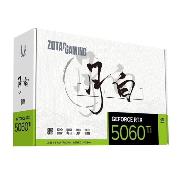  Card màn hình ZOTAC GAMING GeForce RTX 5060 Ti 8GB GDDR7 MOON WHITE OC (ZT-B50610C-10M) | 4608 CUDA, 2602MHz, IceStorm 2.0 