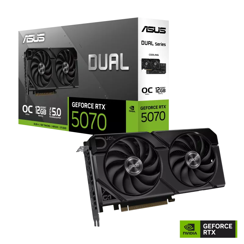 Card màn hình ASUS Dual GeForce RTX 5070 O12G EVO OC (DUAL-RTX5070-O12G-EVO) | 12GB GDDR7, 6144 CUDA, 28Gbps, 750W