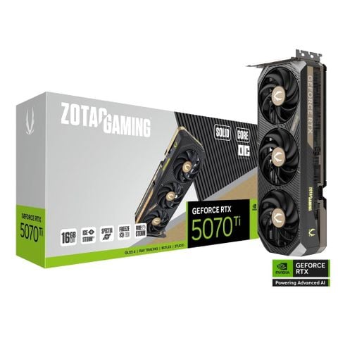 Card màn hình ZOTAC GAMING GeForce RTX 5070 Ti SOLID OC GDDR7 | 16GB GDDR7, 8960 CUDA, 750W