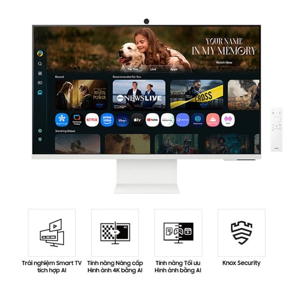  Màn hình thông minh Samsung M8 LS32FM803UEXXV | 32 inch, 4K/UHD, 60Hz, VA, AI, Smart TV Apps 