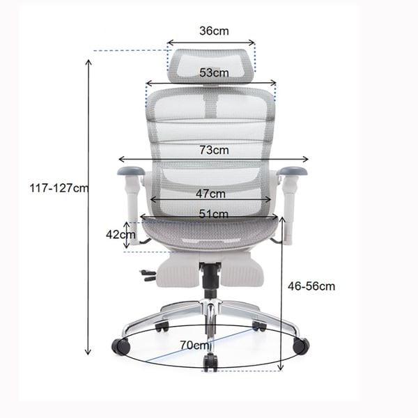  Ghế Công Thái Học Manson Foris, Màu Xám, Có gác chân | Đỡ Lưng Bionic Spine, Ngả Sâu 147 Độ, Tay 5D 