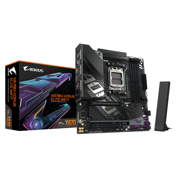  Mainboard (AMD) Gigabyte X870M AORUS Elite WiFi 7 | AM5, mATX, WiFi 7, 4 khe RAM 